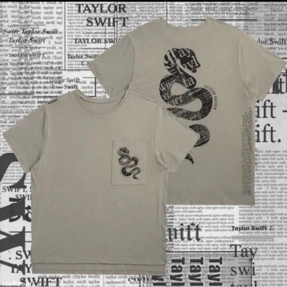 Taylor Swift Tops - Taylor Swift Reputation Olive Green Snake Pocket Tee Medium